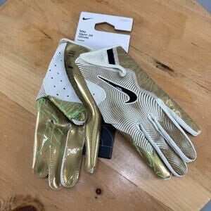 Sz XL - Nike Vapor Jet 7.0 Football Gloves Sea Glass Metallic Gold White NWT